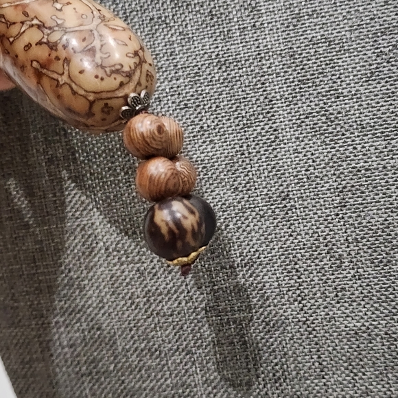 Vintage Handmade Necklace Nepal Buddhist Mala Wood Beads Pendant & Necklace - Picture 3 of 7